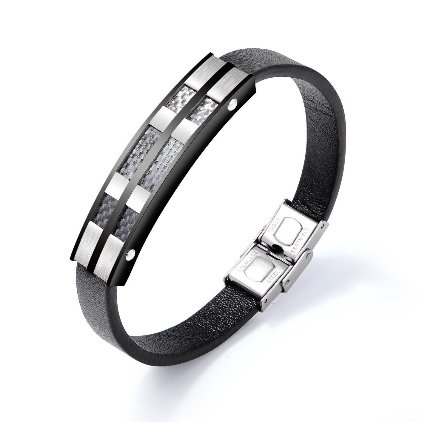 Real Carbon Fiber Leather Bracelet Pur Carbon