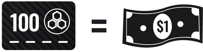 100 Lux Bux equals 1 Dollar Pur Rewards Carbon Fiber 100 Points for every dollar spent on Pur Carbon Fiber Lux Bux